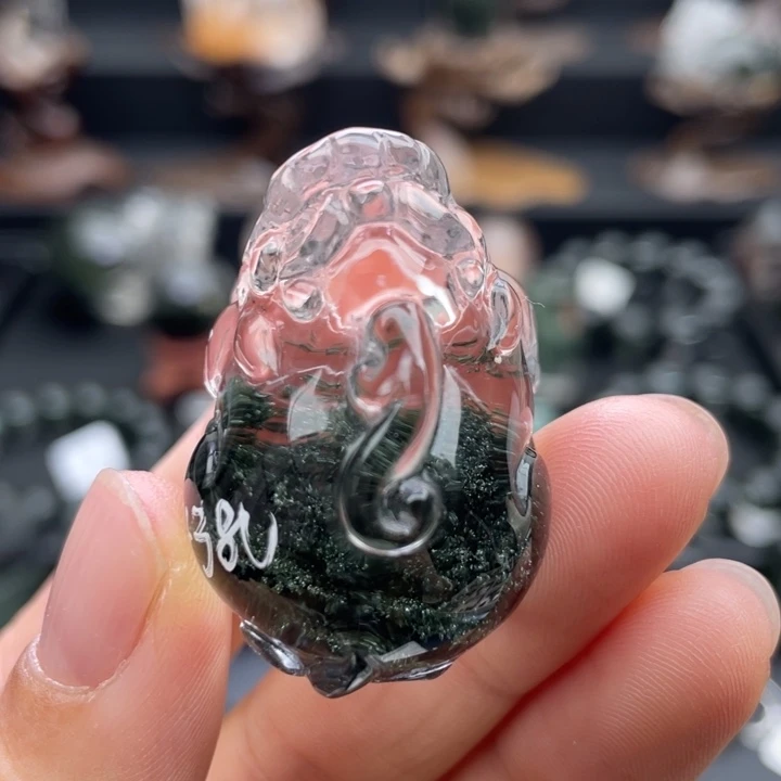 颈饰未镶嵌水晶绿幽灵貔貅