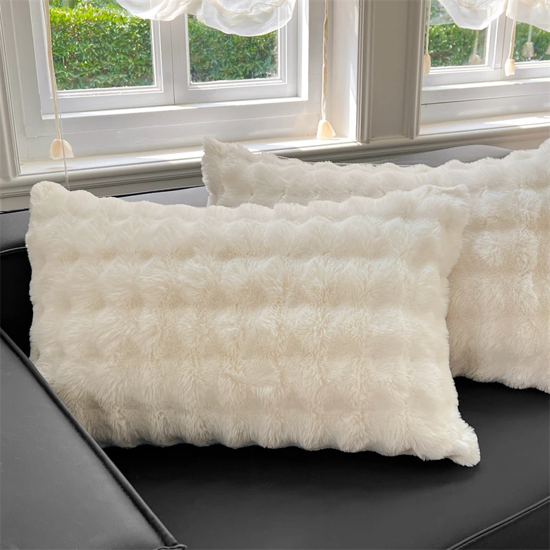 ins小仙女牛奶绒枕套一对装48*74白色珊瑚绒枕头套单只枕芯内胆罩