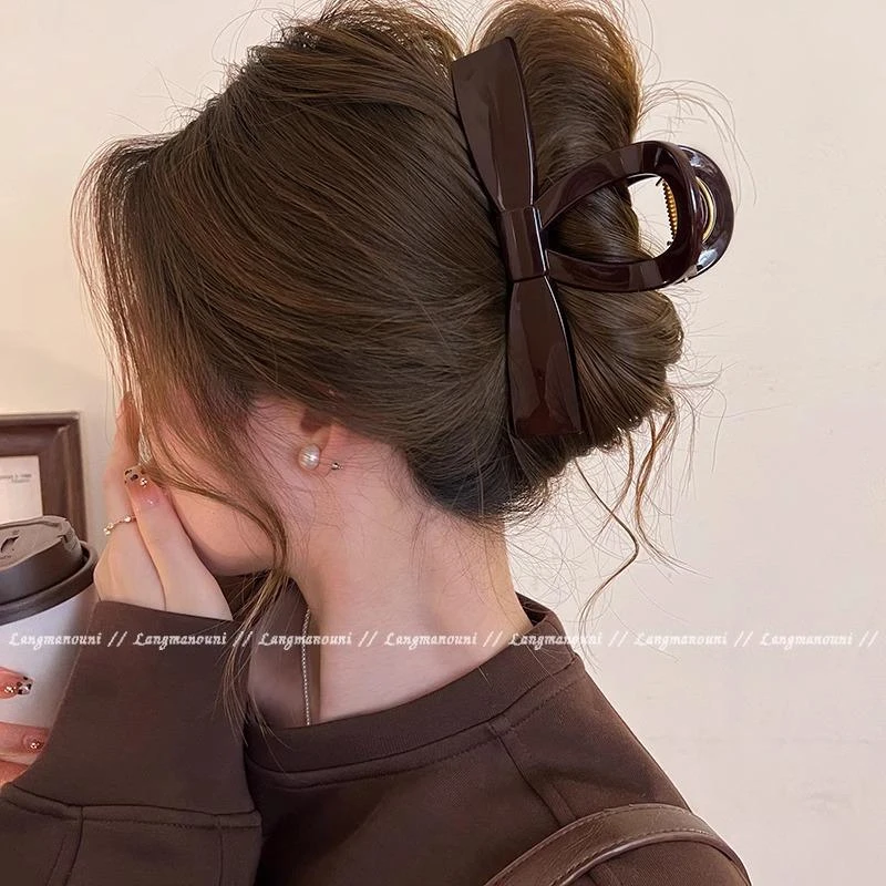 大号蝴蝶结抓夹女2025新款高级感发量大发夹鲨鱼夹秋冬后脑勺发饰