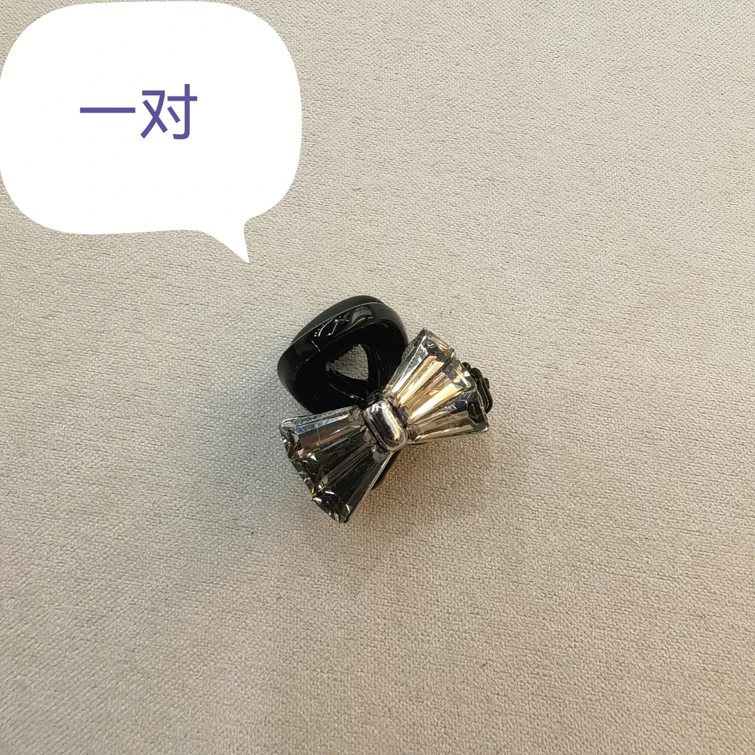 E856黑色蝴蝶结闪闪刘海小抓夹一对