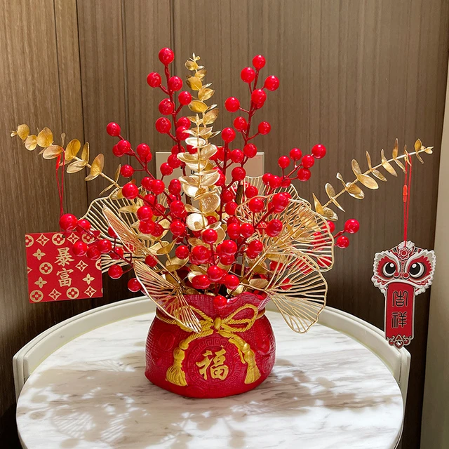 wo+仿真花发财果客厅餐桌摆放花艺新年摆件婚庆开业乔迁礼品装饰