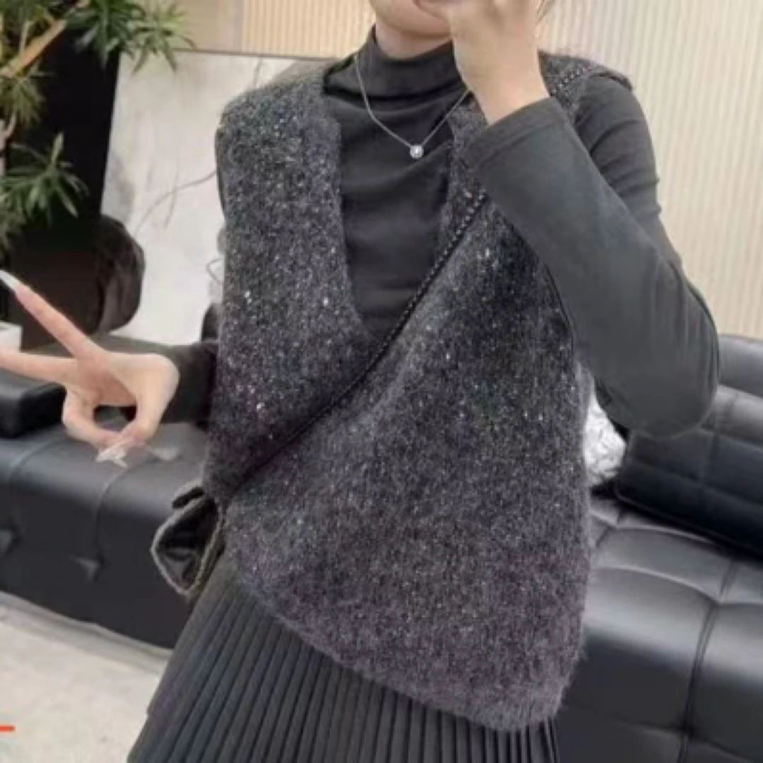 针织上衣百搭韩版春款ins马甲套装