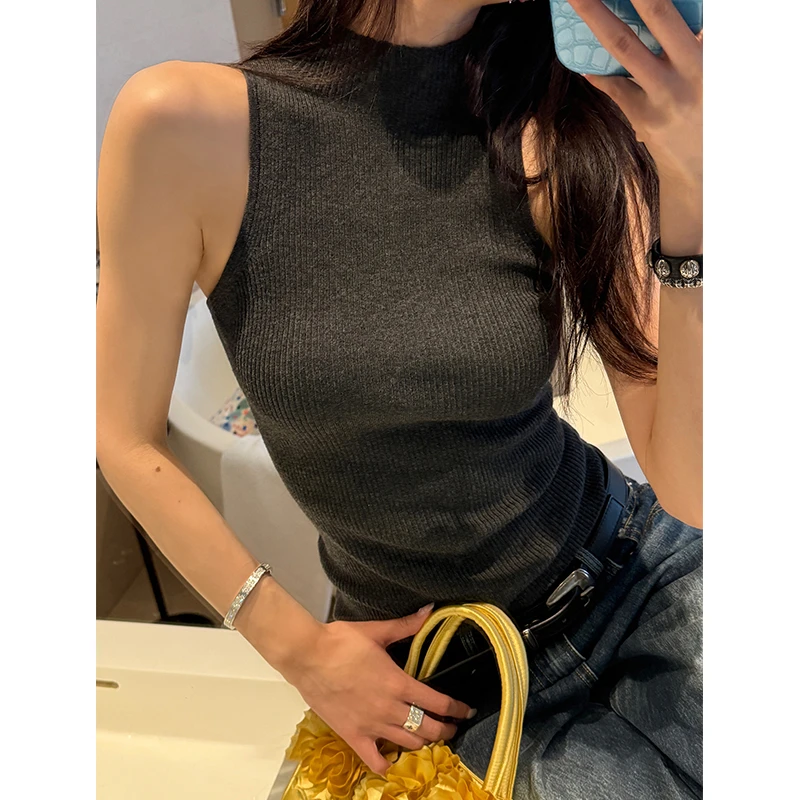 2025春季新款针织吊带背心女春半立领辣妹美式性感显瘦上衣