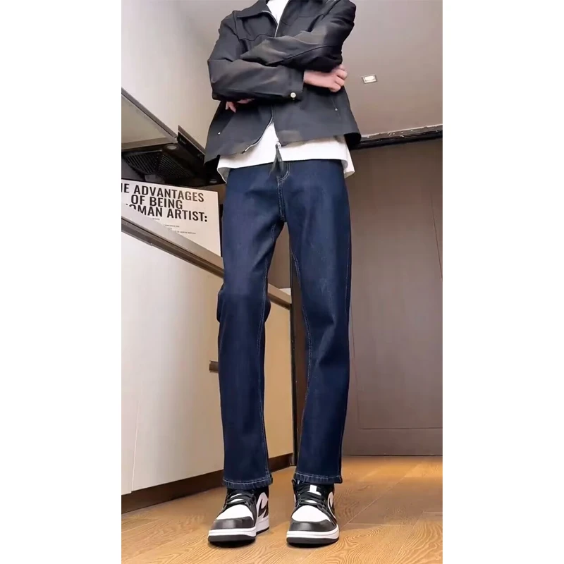 美式潮牌原色牛仔裤男款2025秋冬新款高街痞帅直筒显高九分裤子潮