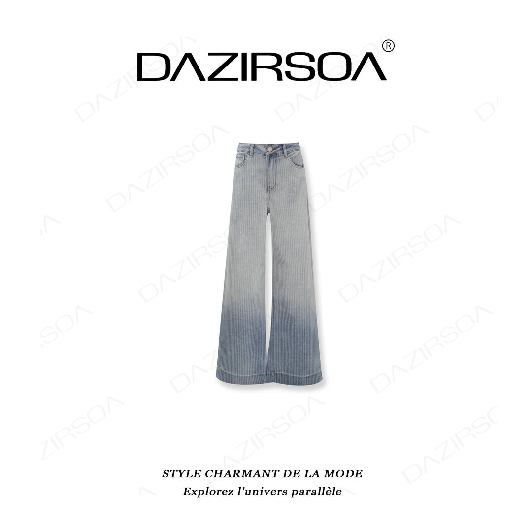 DAZIRSOA/达姿“格林纳达”烫钻直筒宽松洋气牛仔裤 W828