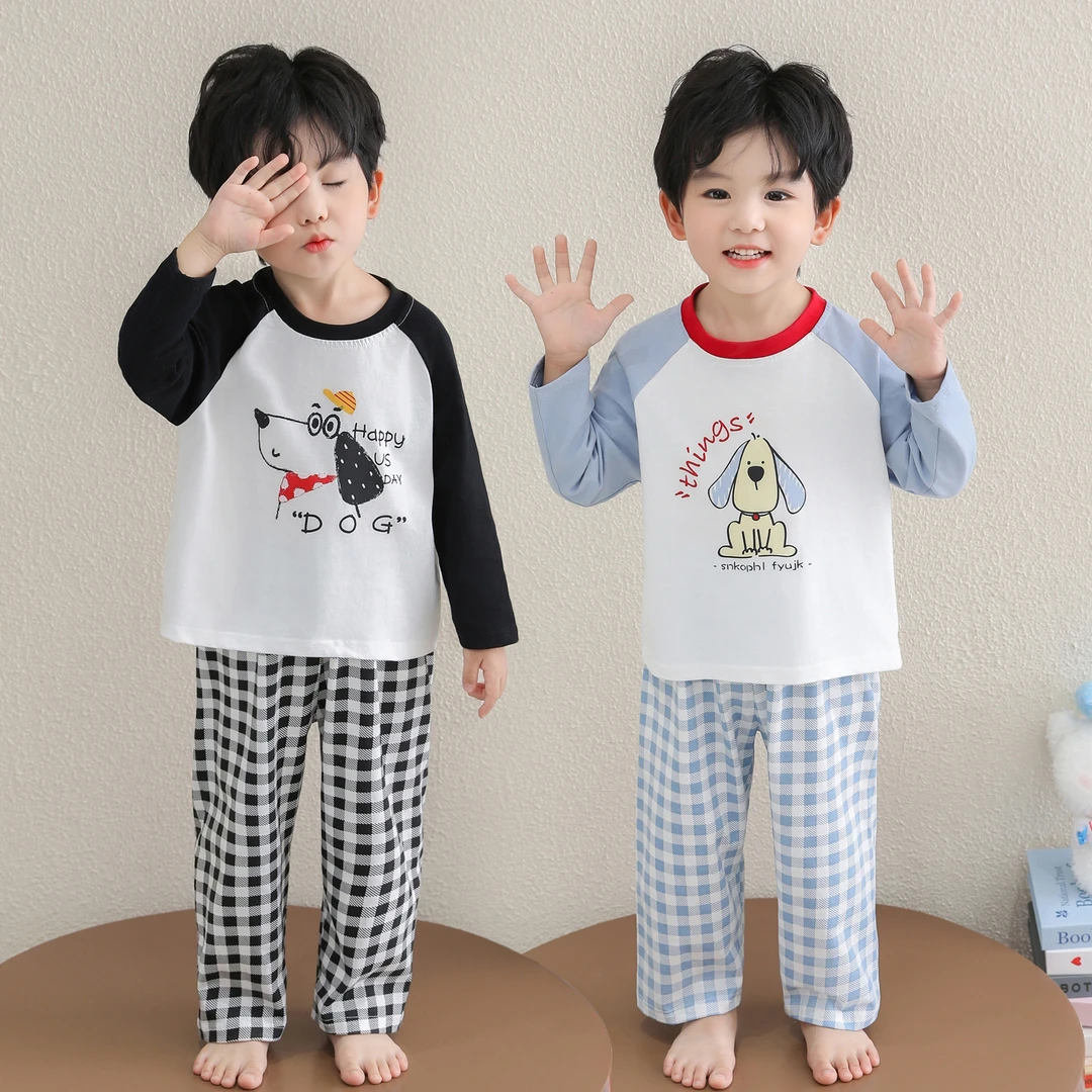 男童纯棉睡衣春秋薄款男孩宝宝空调服长袖卡通儿童秋季家居服套装