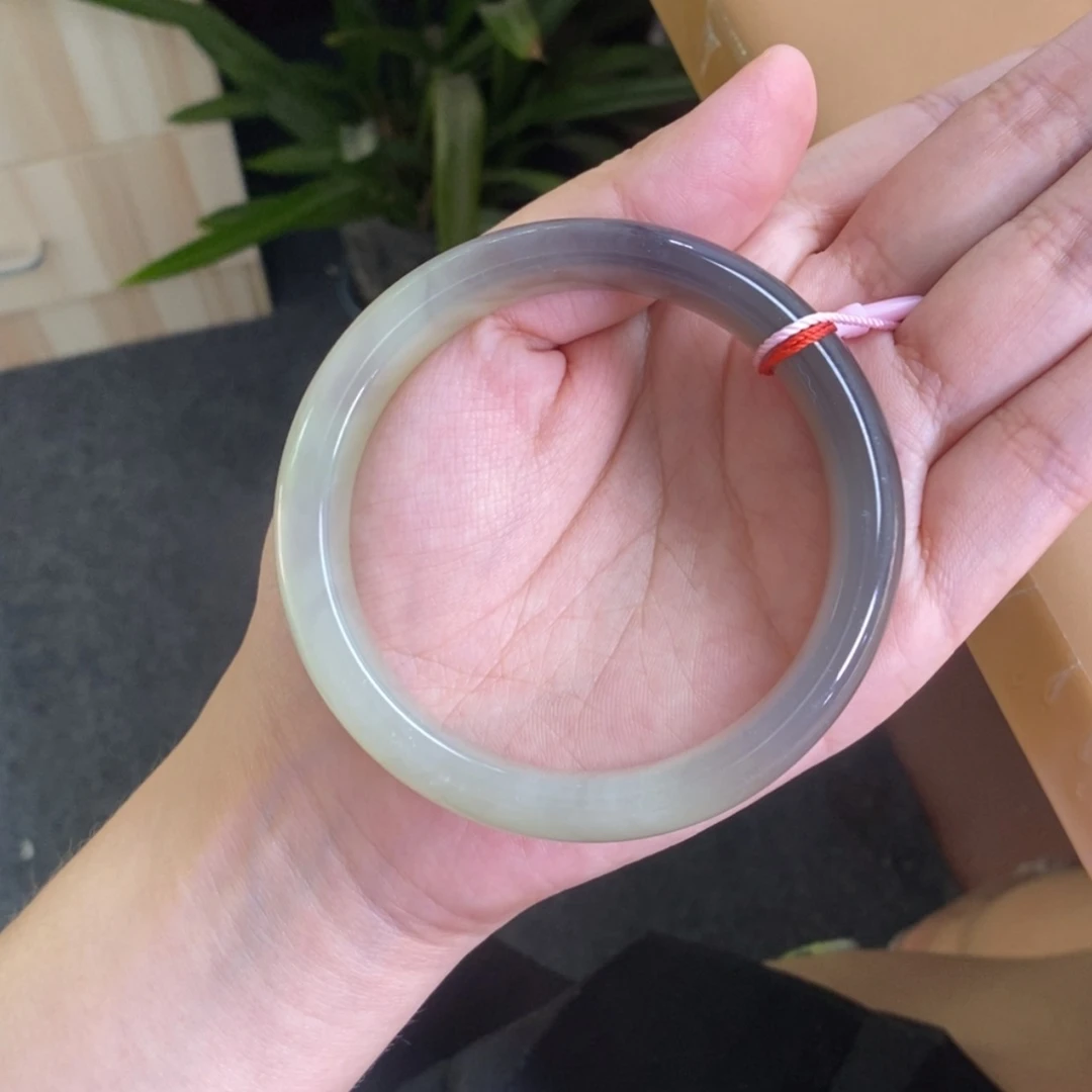 【闪购商品】和田玉手镯未镶嵌5758冰紫晴半山水