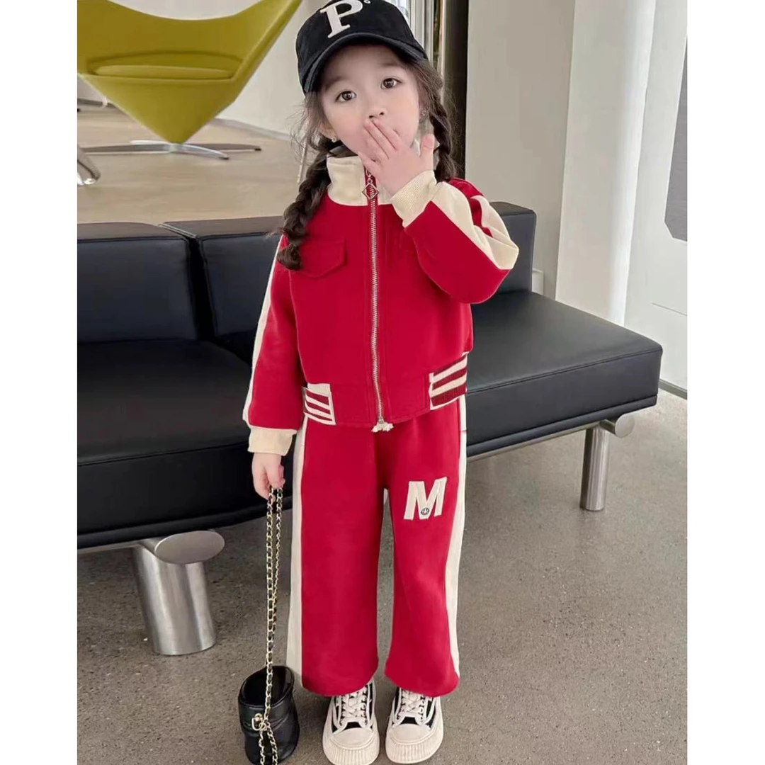 28022春秋季新款女宝套装洋气休闲运动两件套春秋季长袖开衫外套