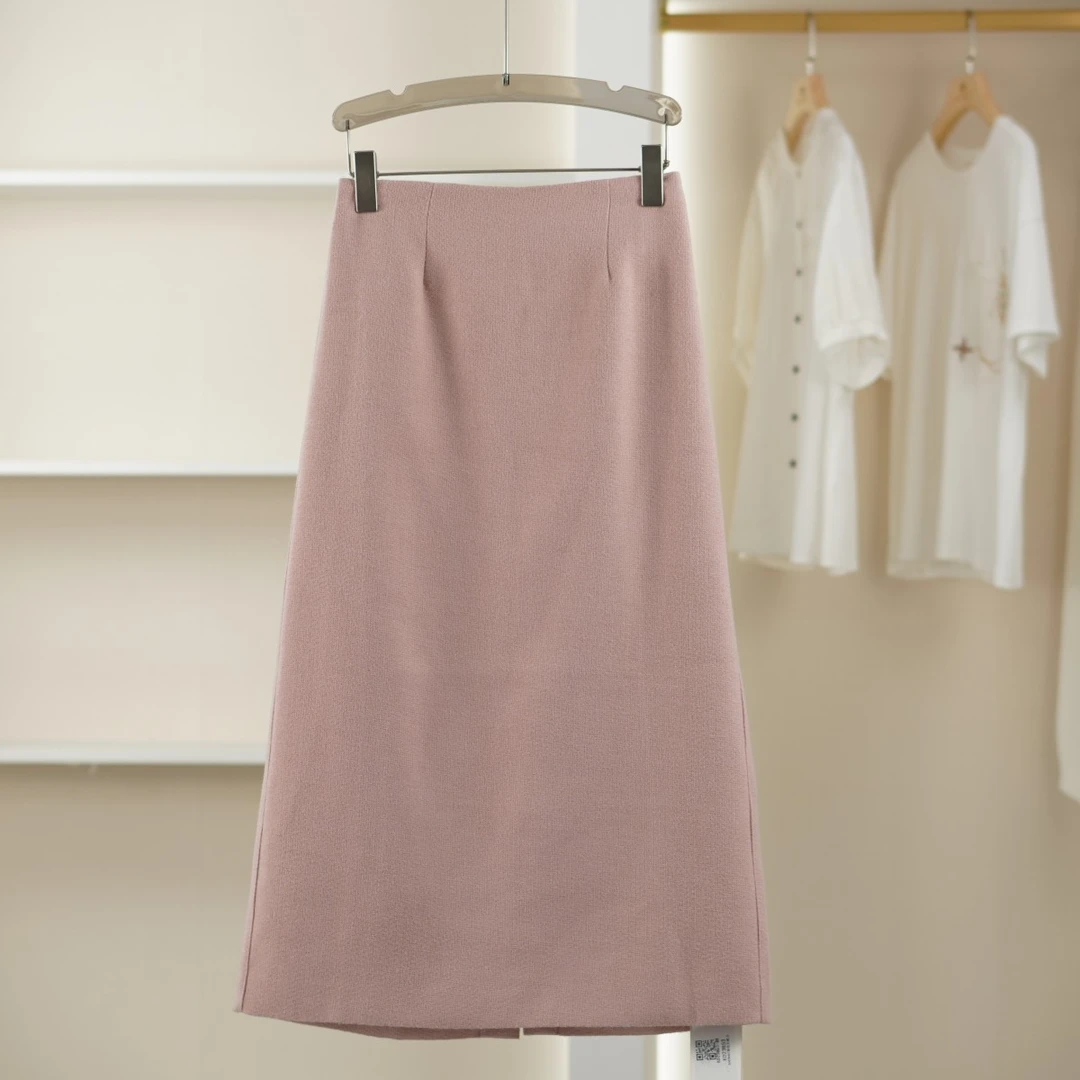 麦迪尚品【K】50428401 秋冬厚款简约纯色长半裙品牌撤柜女装
