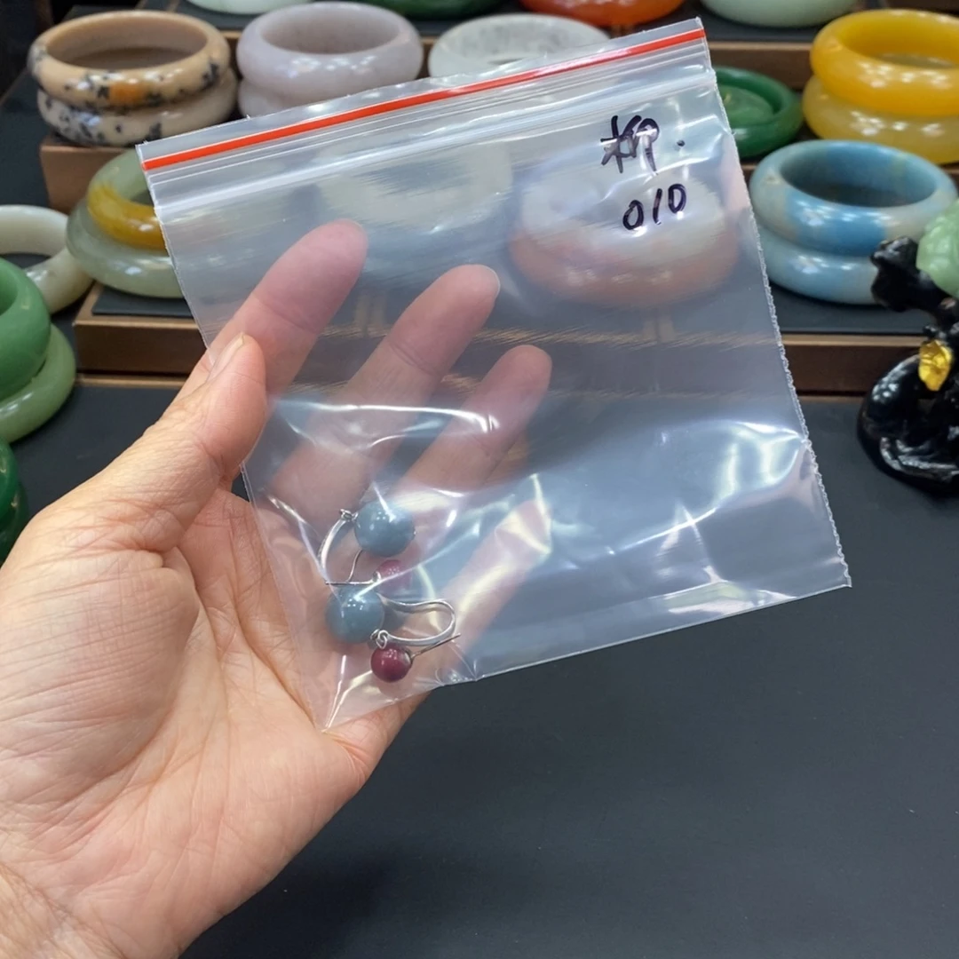 柳***絮银S925镶嵌翡翠耳饰