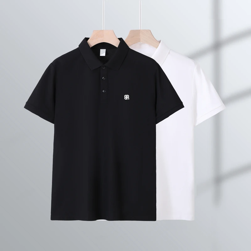 2025新款夏季男士小印花Polo衫休闲修身透气男装运动时尚百搭潮流