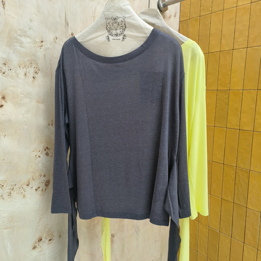 THREE GOOOD/三吉【早春甜柠檬】慵懒宽松百搭打底上衣DT240130