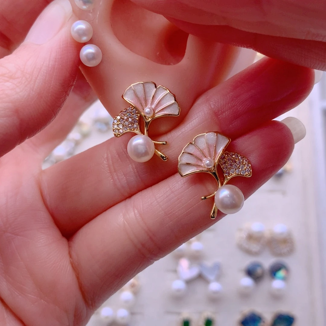 淡水珍珠耳饰合金