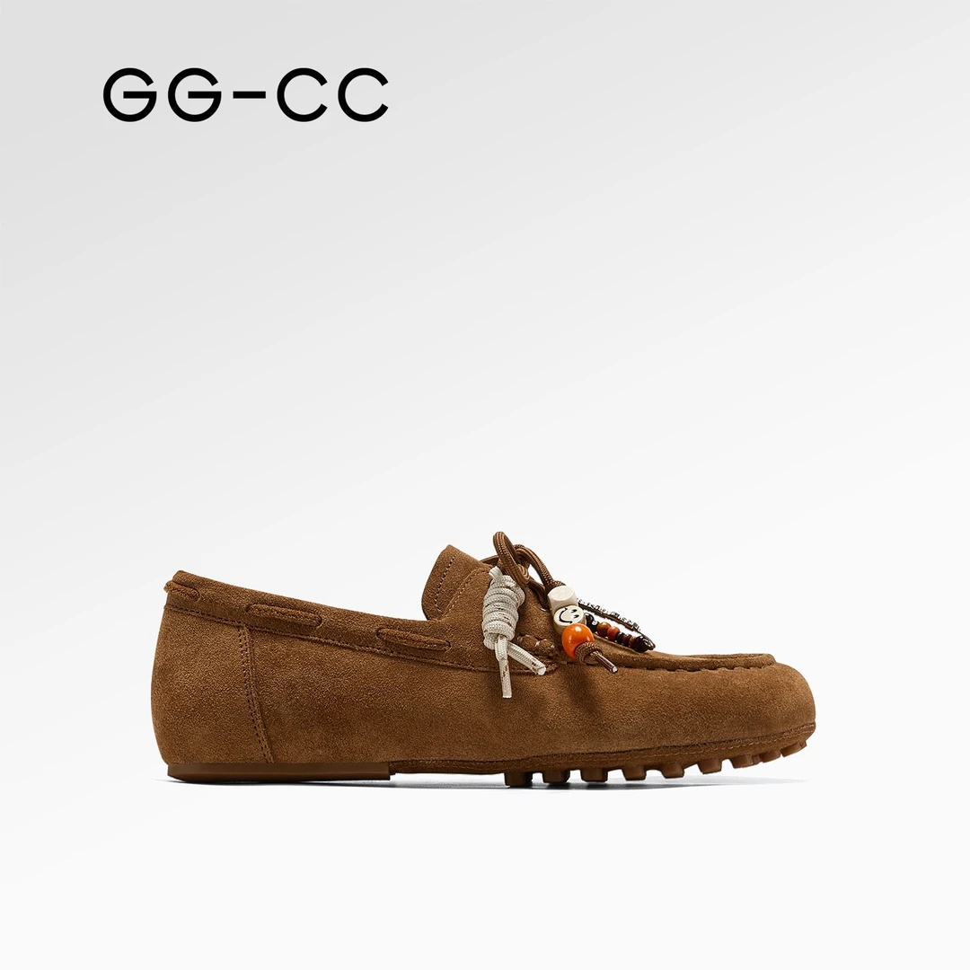 【甄选秋款】GG-CC秋季新款复古平底豆豆乐福鞋女百搭袋鼠鞋4538