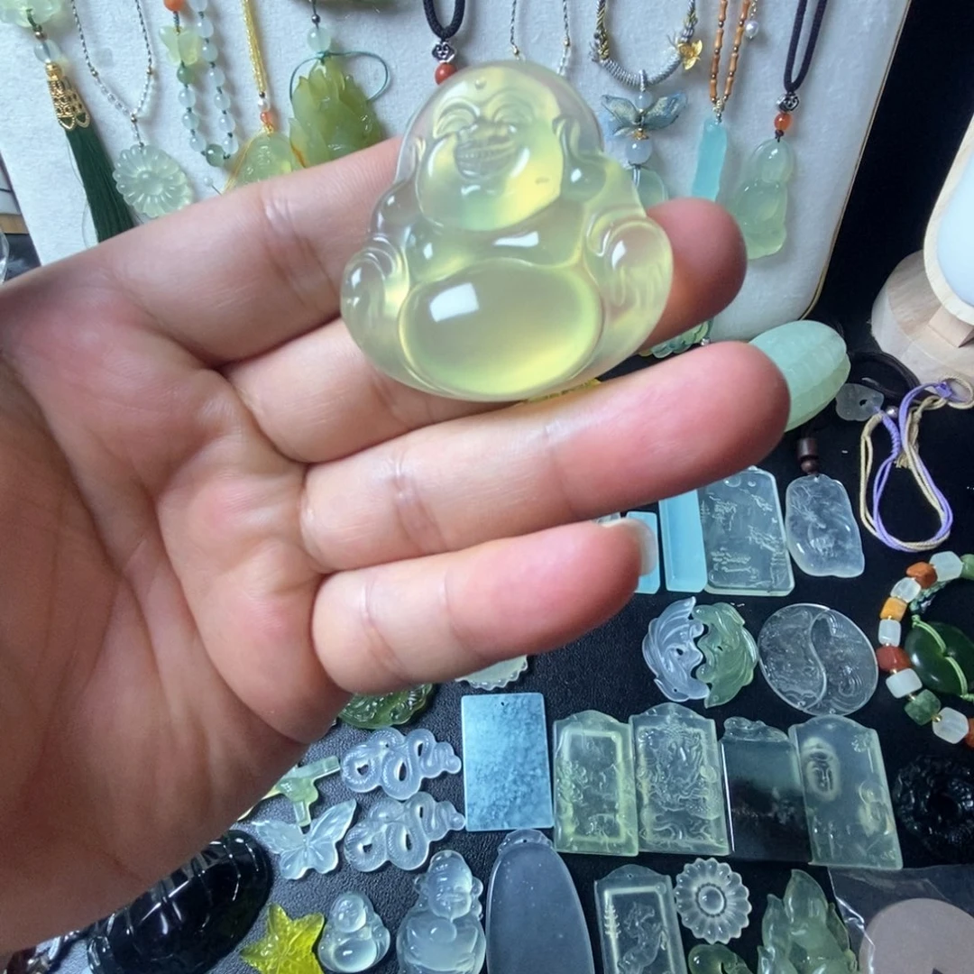 蛇纹石玉合金颈饰