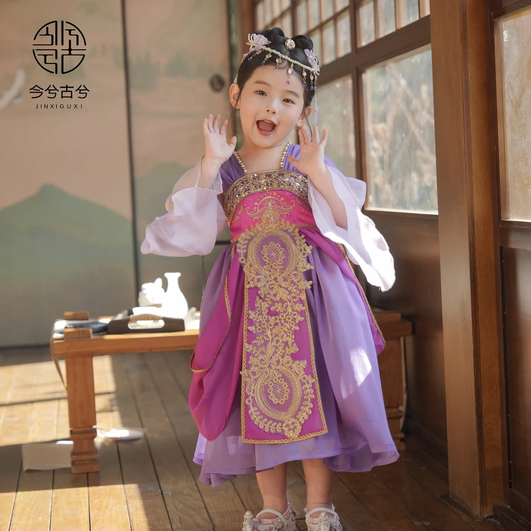 【紫萱】今兮古兮春季女童古风汉服儿童国风表演服仙女长袖齐胸褥