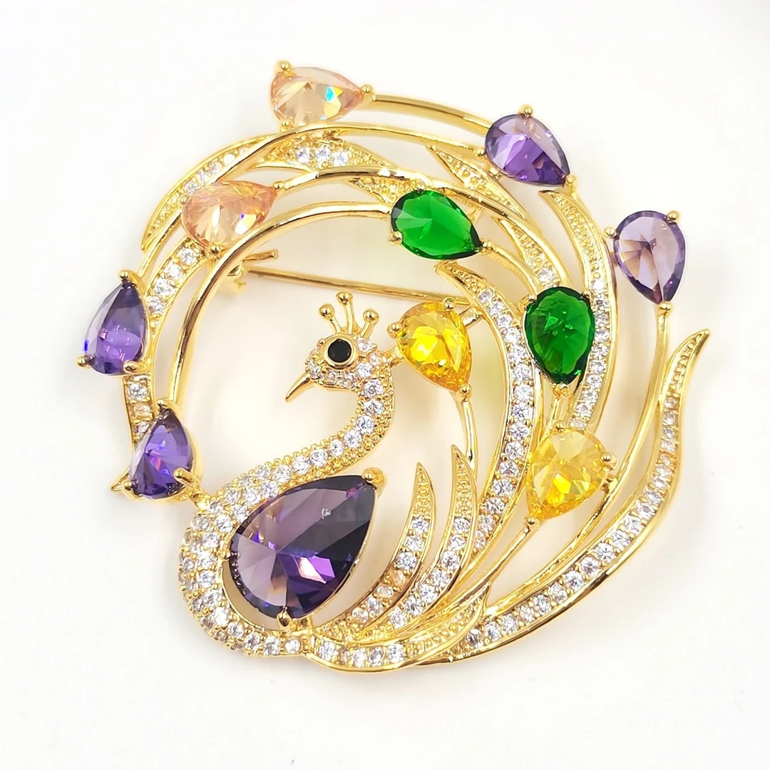 铜合金胸针 高定重要场合【孔雀开屏】奢华胸针  西装外套百搭胸花