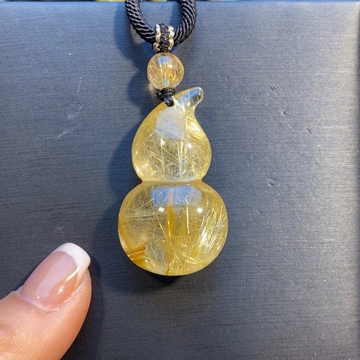 发晶颈饰未镶嵌金发晶葫芦吊坠