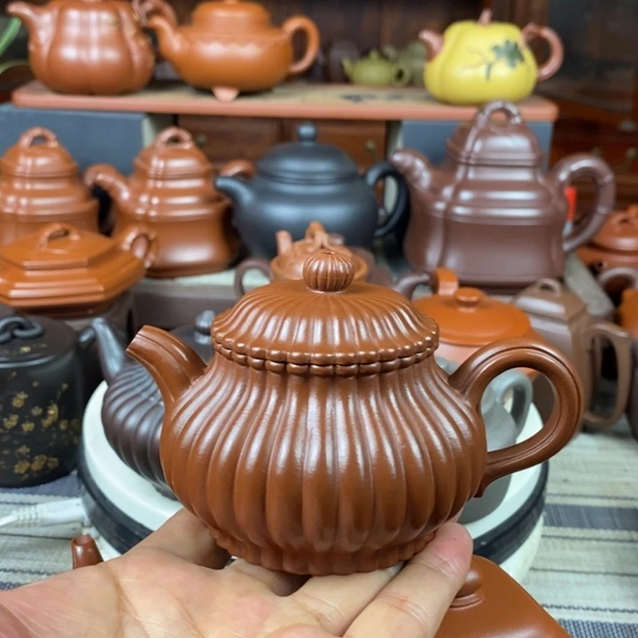 茶壶紫砂筋纹潘壶180cc原矿赵庄朱泥特价