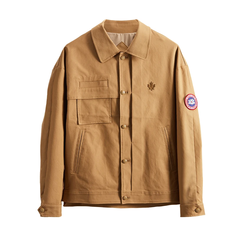 【夹克-130】薄款枫叶夹克男士翻领直下摆金属夹克工装cleanfit风