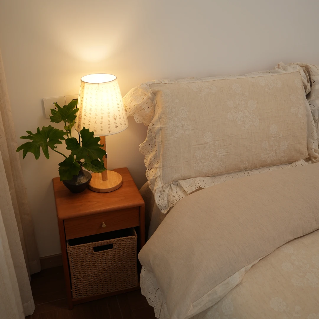 笑当家【法式花边棉麻四件套】棉麻双层纱四件套美式加厚高档轻奢