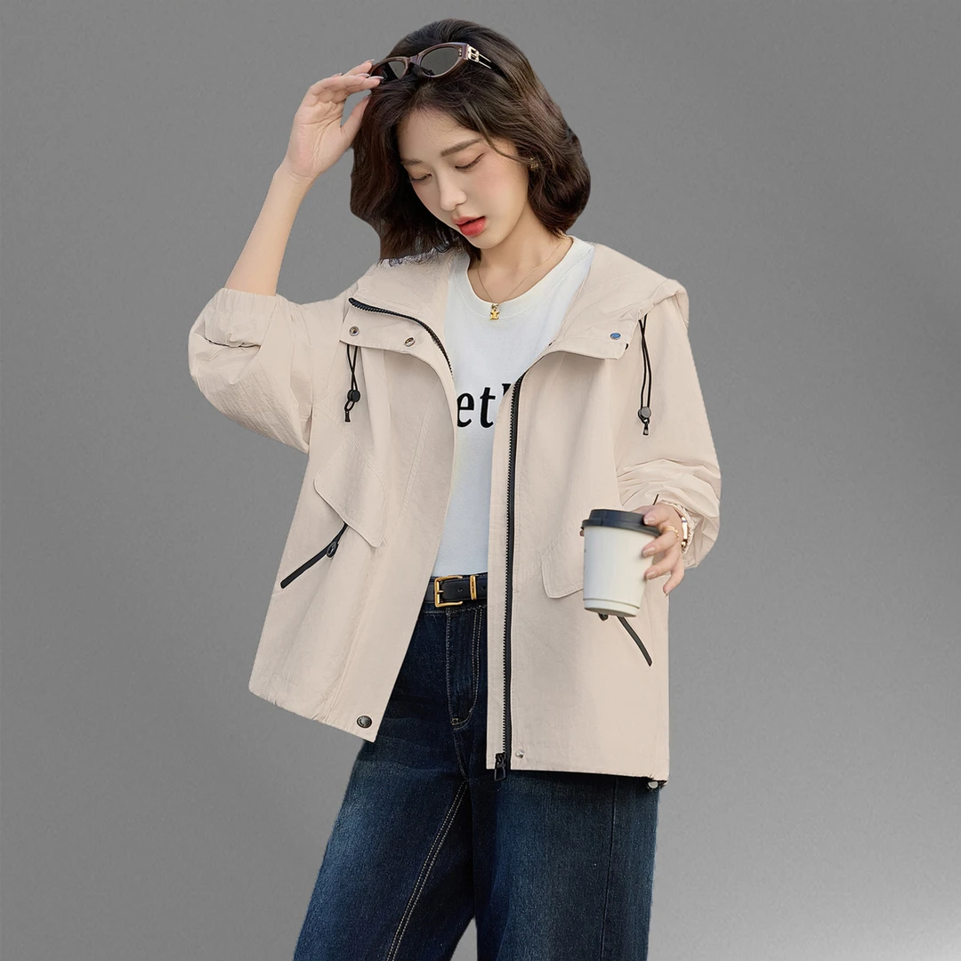 大码风衣外套女短款春秋2025新款宽松休闲时尚减龄高级感夹克上衣