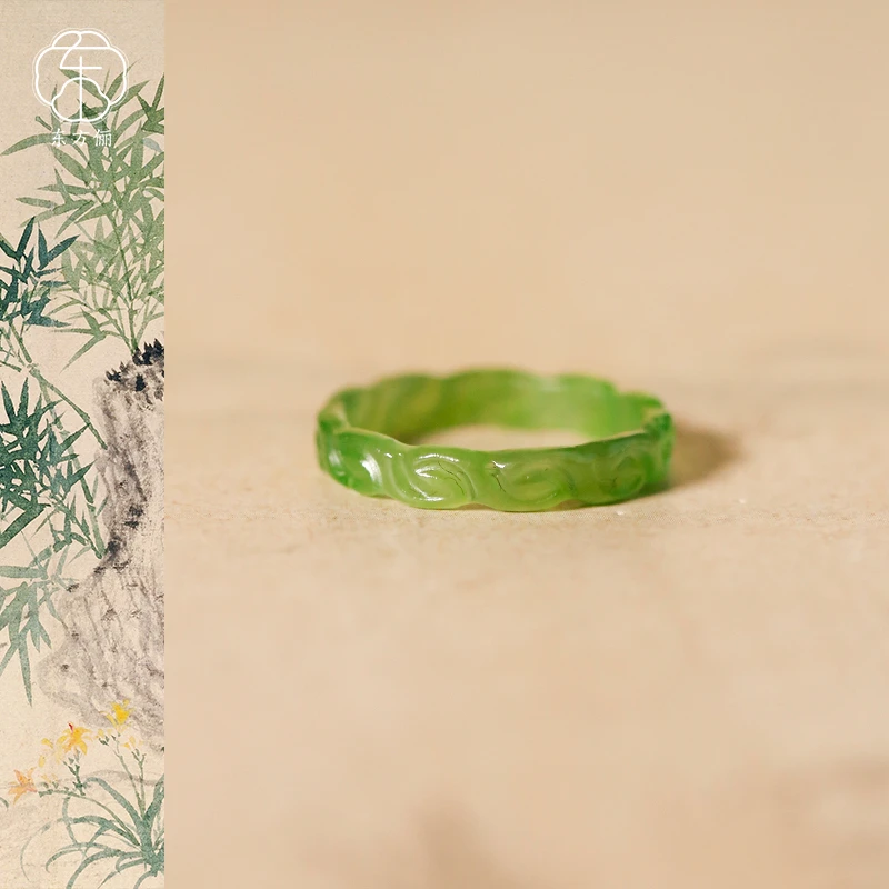 东方俪DOFUNLY【春岁始】和田玉气质国风碧玉戒指BYJZ镂云
