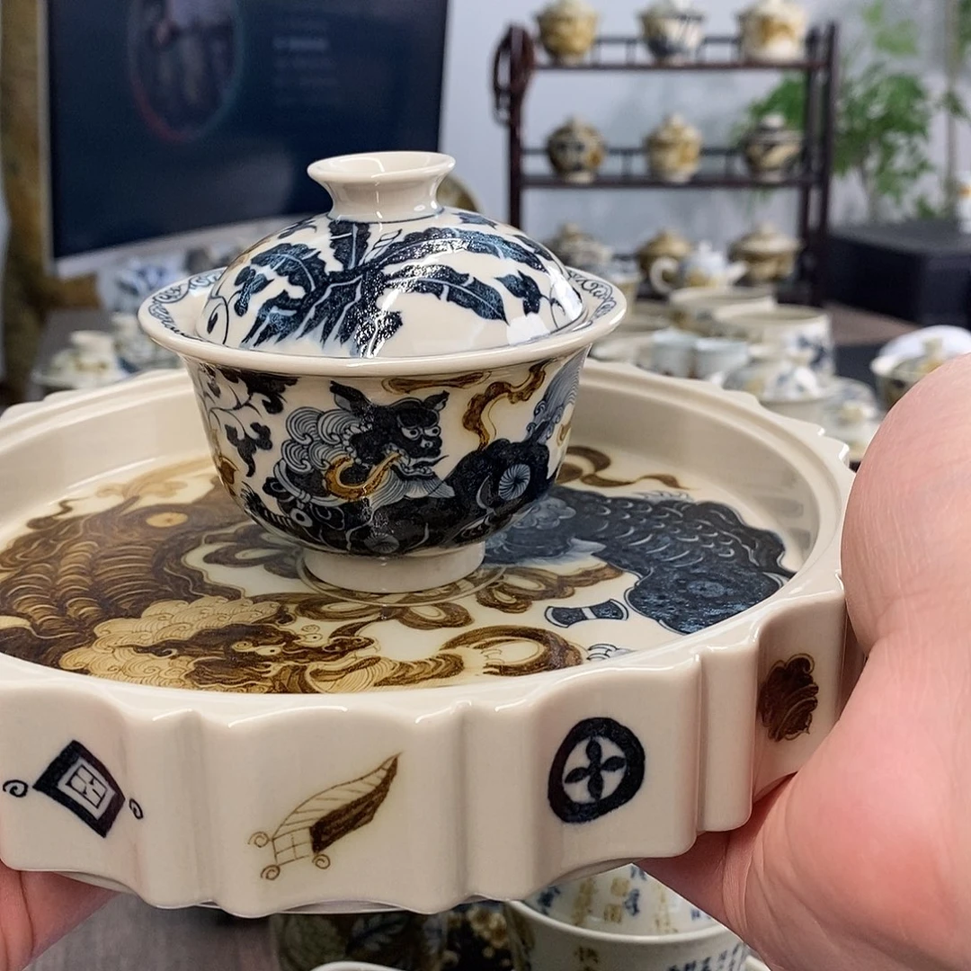 盖碗武****叶景德镇手工手绘茶具