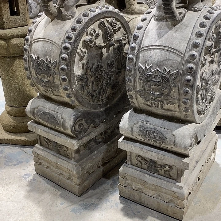 青石大象门鼓一对