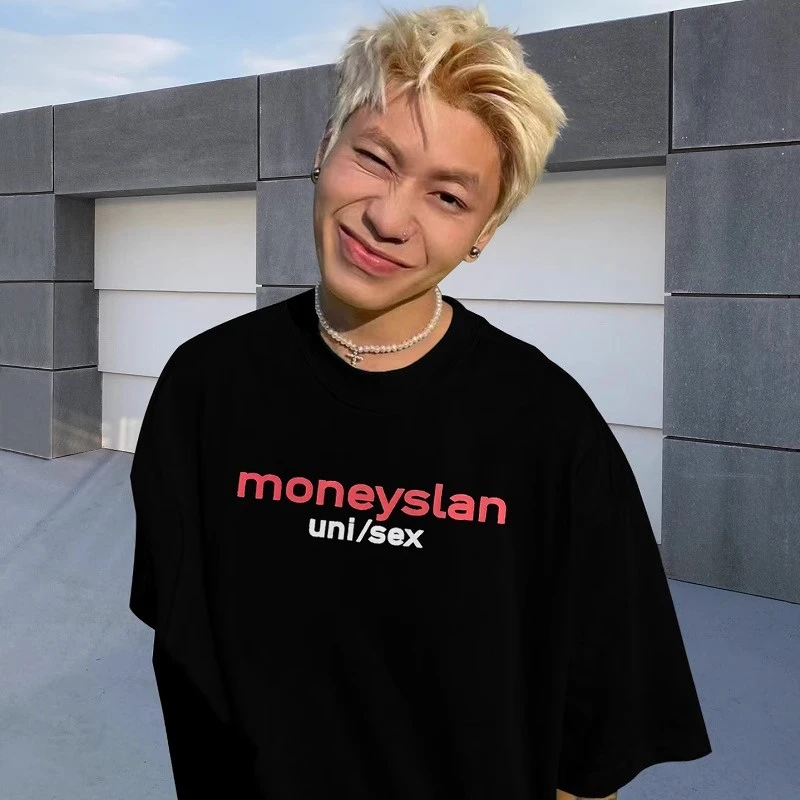 海外订单尾货~剪标撤回外贸红色字母美式夏季纯棉男士情侣短袖T恤