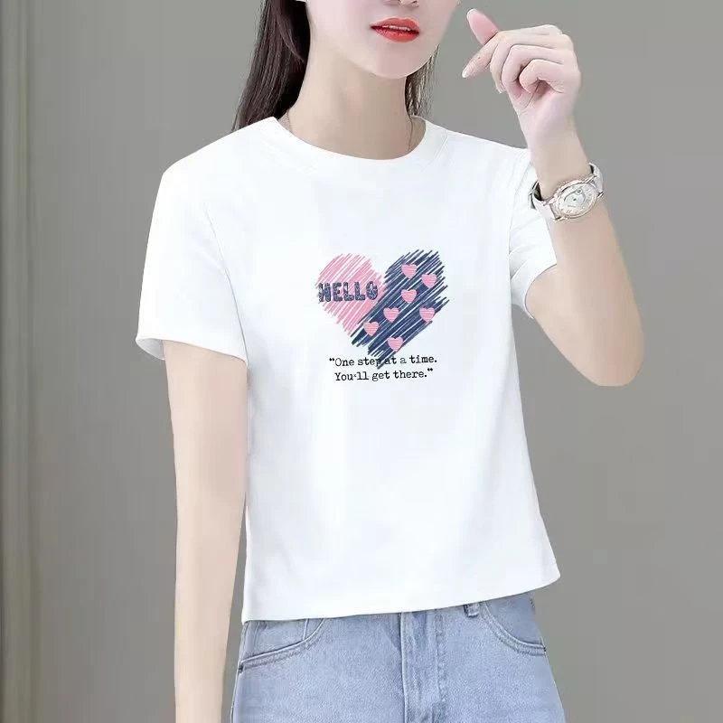 简约韩版洋气短款圆领t恤女士爆款小个子时尚修身显瘦短袖上衣