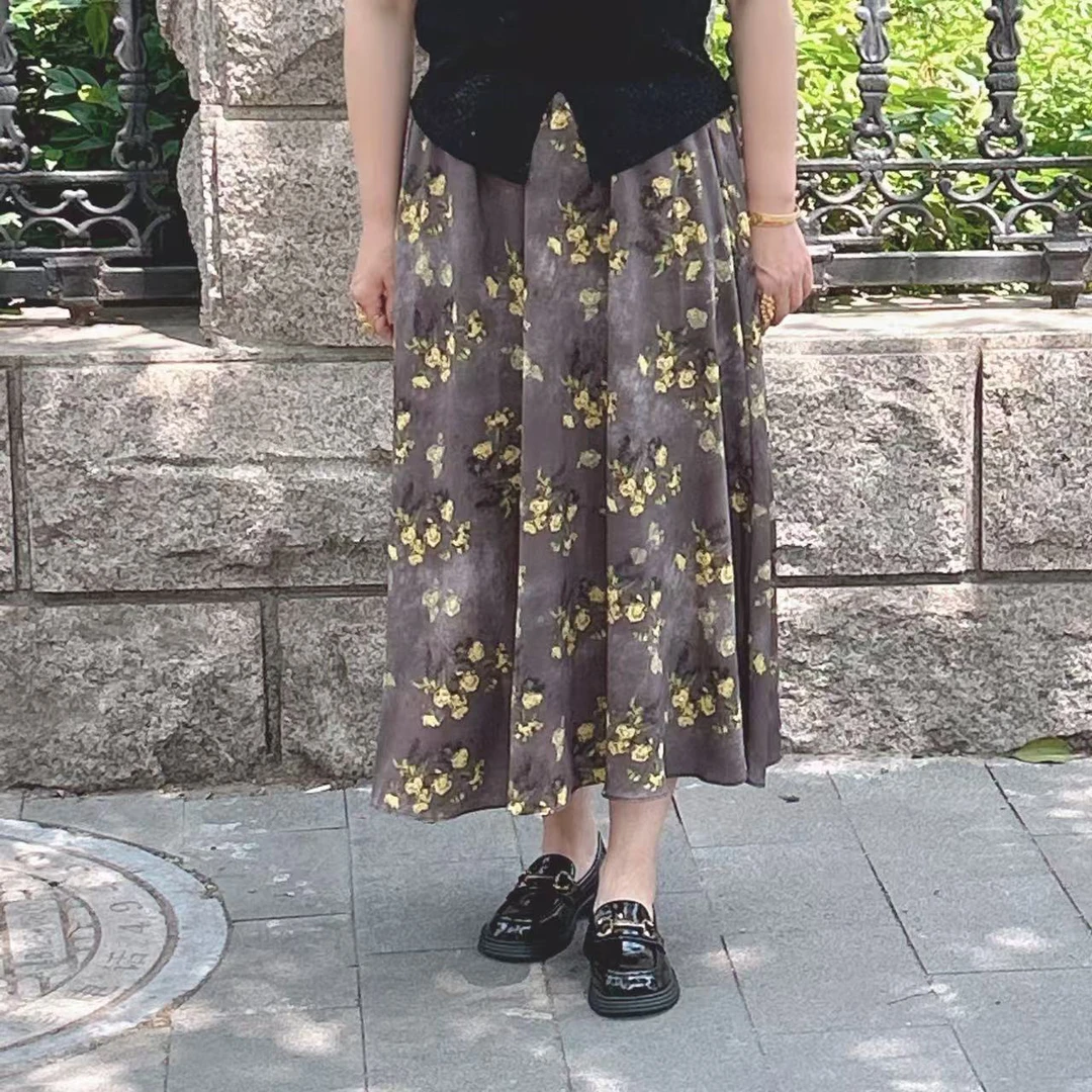 碎花长裙子 简单时尚款 花裙子 半身裙子高腰百搭