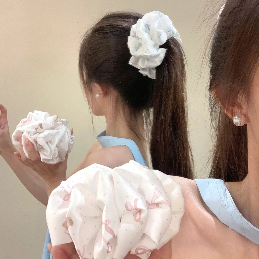 韩系布艺褶皱蝴蝶结香蕉夹马尾夹高级感泡泡发夹后脑勺半扎发竖夹