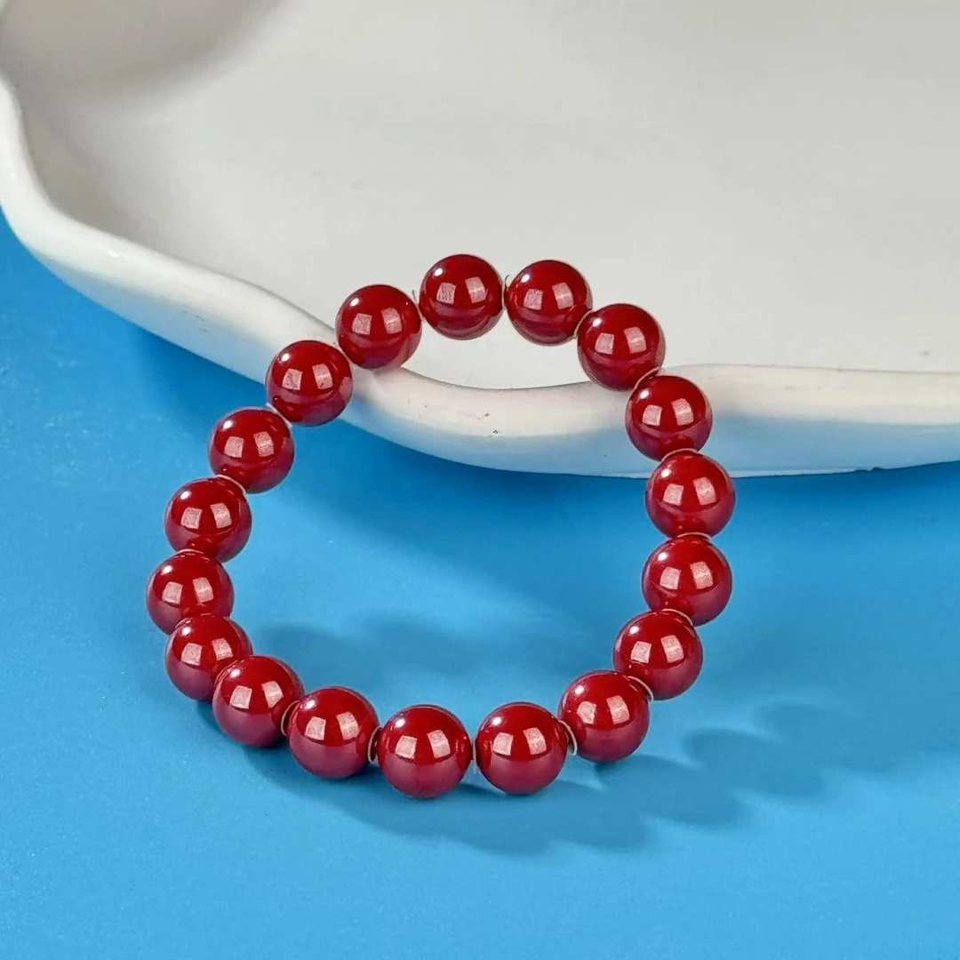 含辰砂工艺品约10mm朱砂辰砂圆珠单圈手串