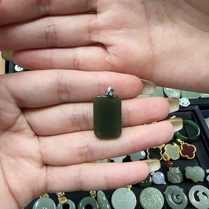 和田玉颈饰银S925镶嵌
