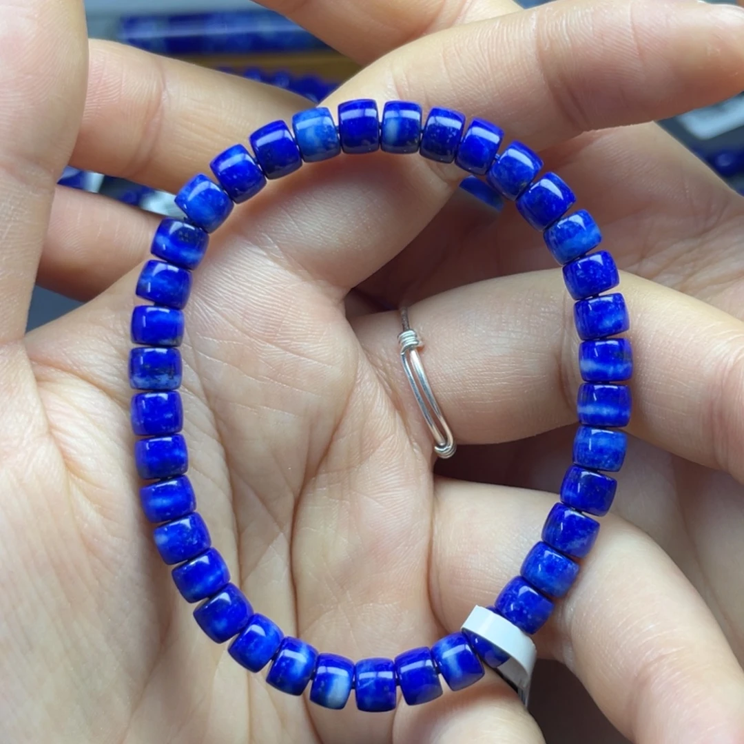 青金石未镶嵌直切手串6+