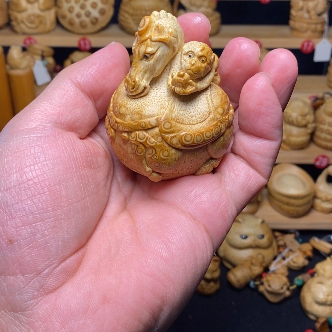 竹竹根雕唐马马上封侯