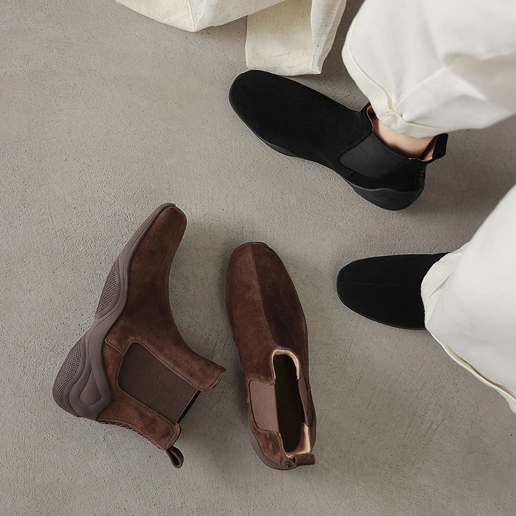 3.5cm 复古百搭舒适软底切尔西靴秋冬英伦风通勤休闲简约时尚短靴