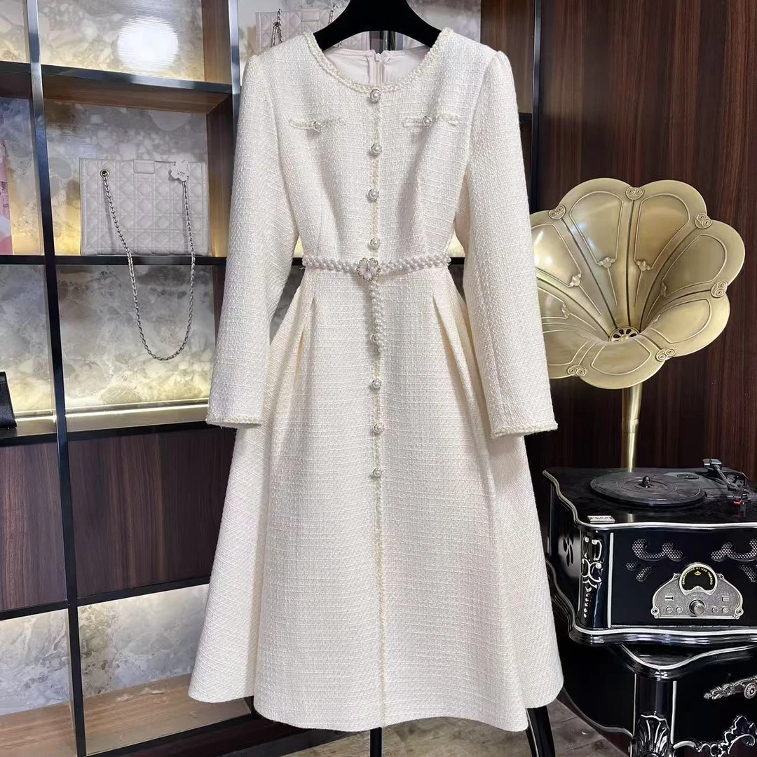 【银河白玉】《菜菜》氛围感穿搭优雅气质修身时尚收腰连衣裙-86081