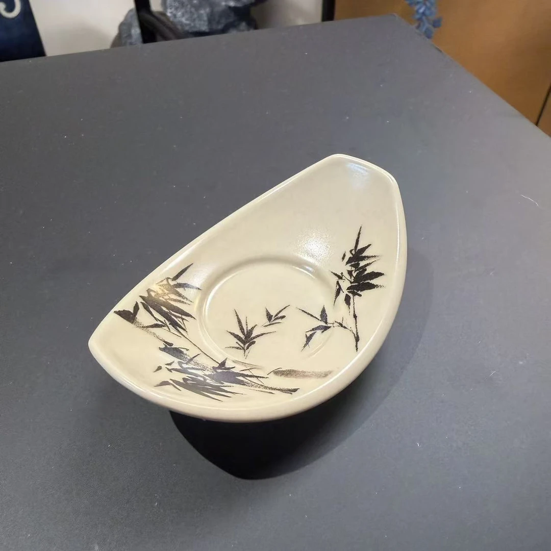 拙溪-(竹)瓷杯托茶道配件（ZX-0486）