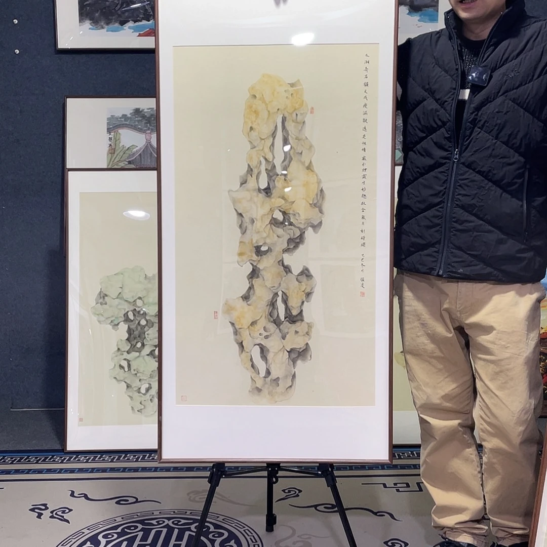 国画手绘画作品带框60/120