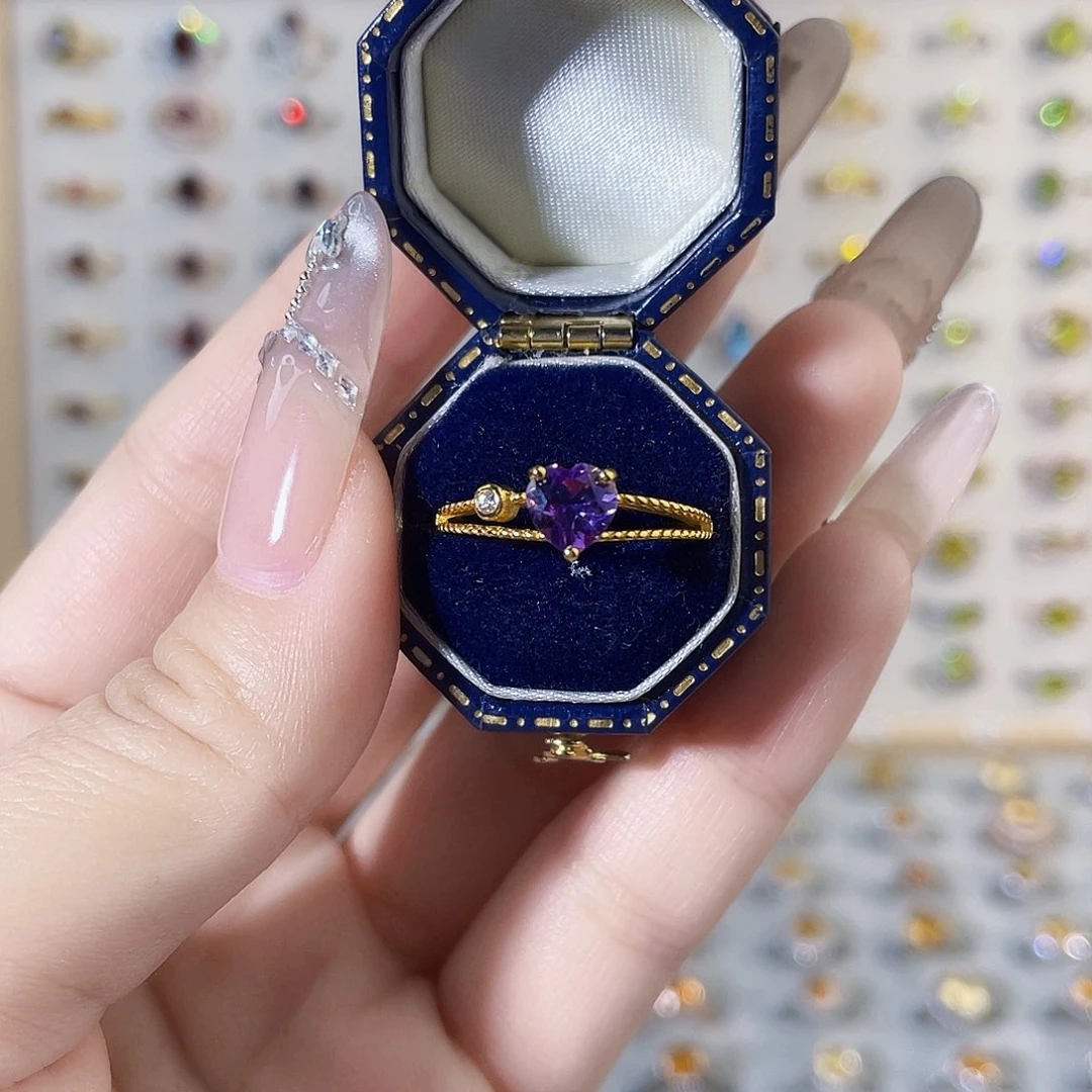 银S925镶嵌紫晶戒指设计款戒指