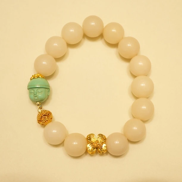 设计款绿松松手串配珠卡12 百搭精美单圈手串时尚