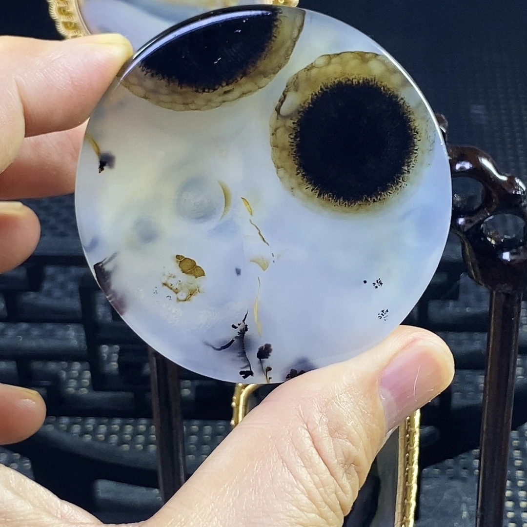 合成碳硅石非金属时尚图纹画面石饰品