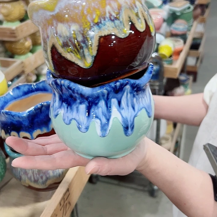 有孔.凑满10元发货多肉陶瓷花盆！