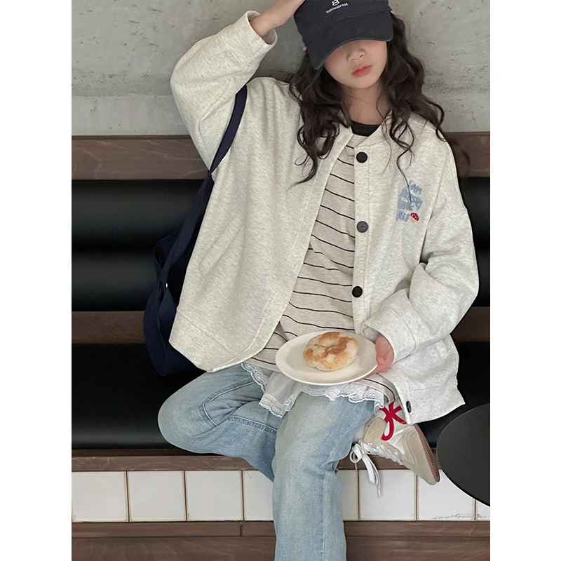 K28174女童棒球服2025春装新款儿童外套女大童春秋运动上衣休闲潮