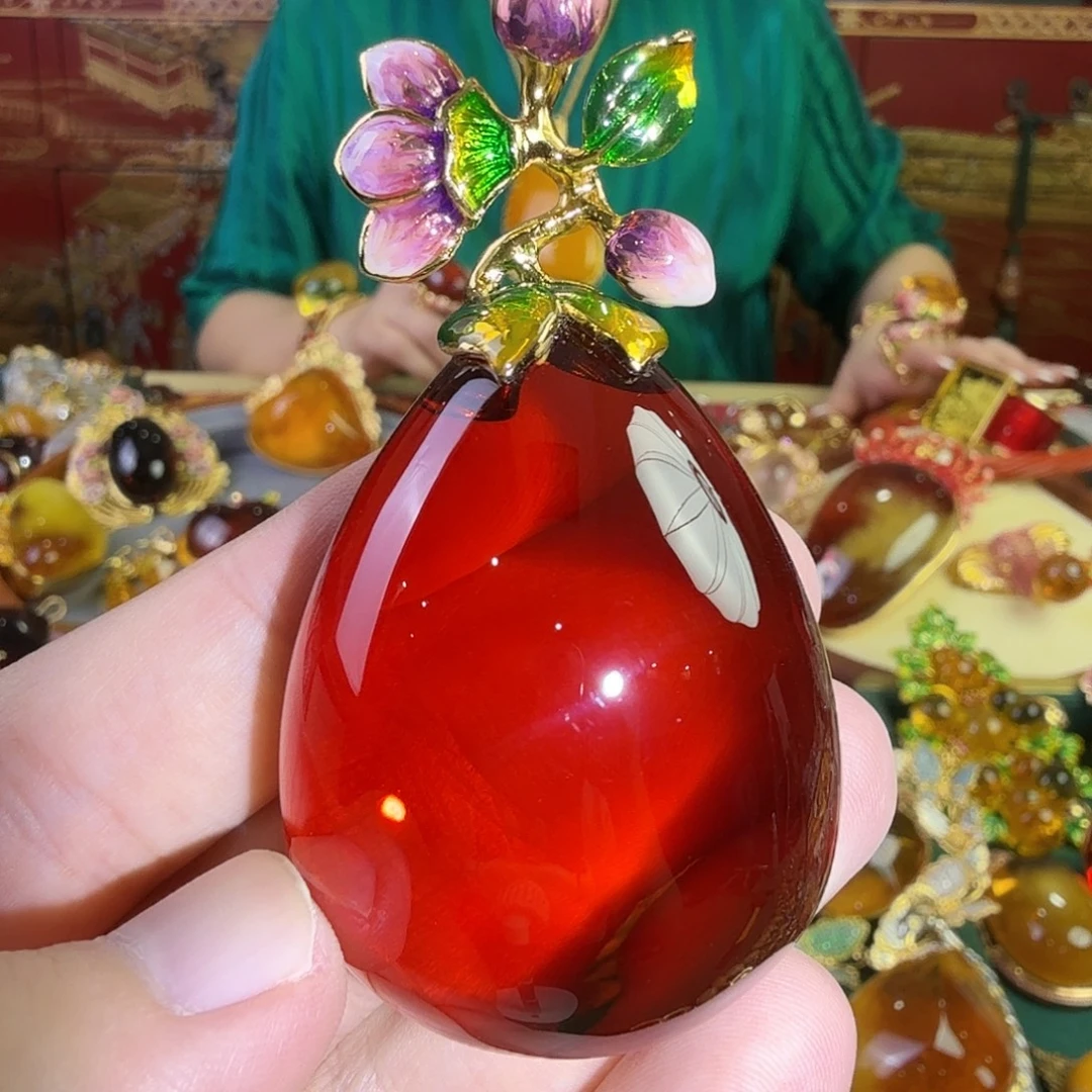 血珀银S925镀金镶嵌吊坠(赠链)