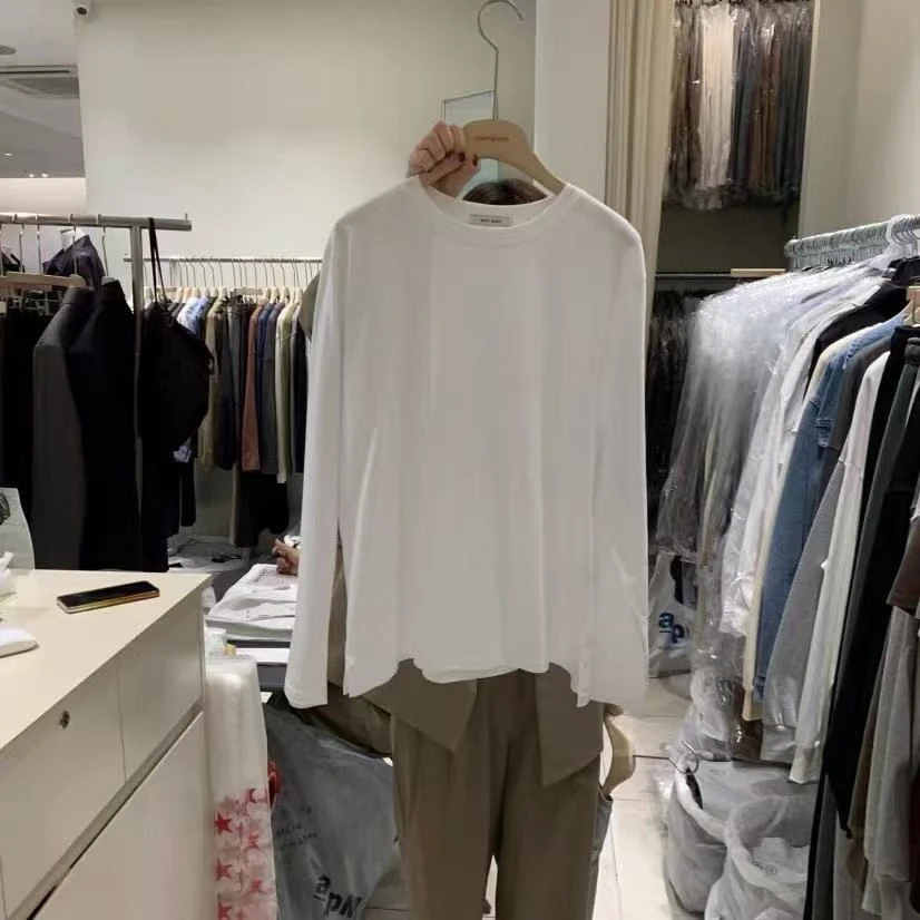 apM【NAVYBURST】韩国东大门新款圆领简约纯色长袖T恤