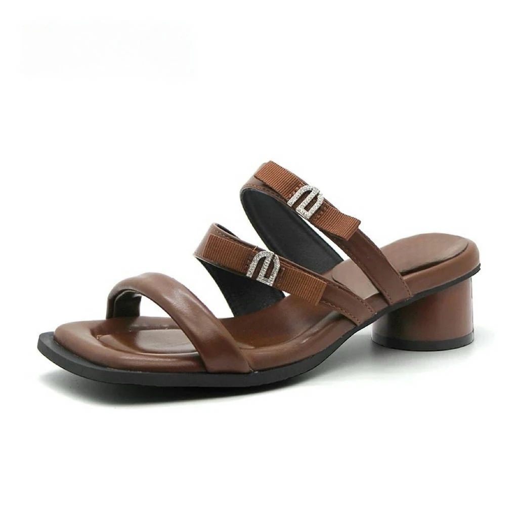 凉拖鞋女鞋1188夏季新款中跟粗跟套脚外穿舒适一字拖鞋