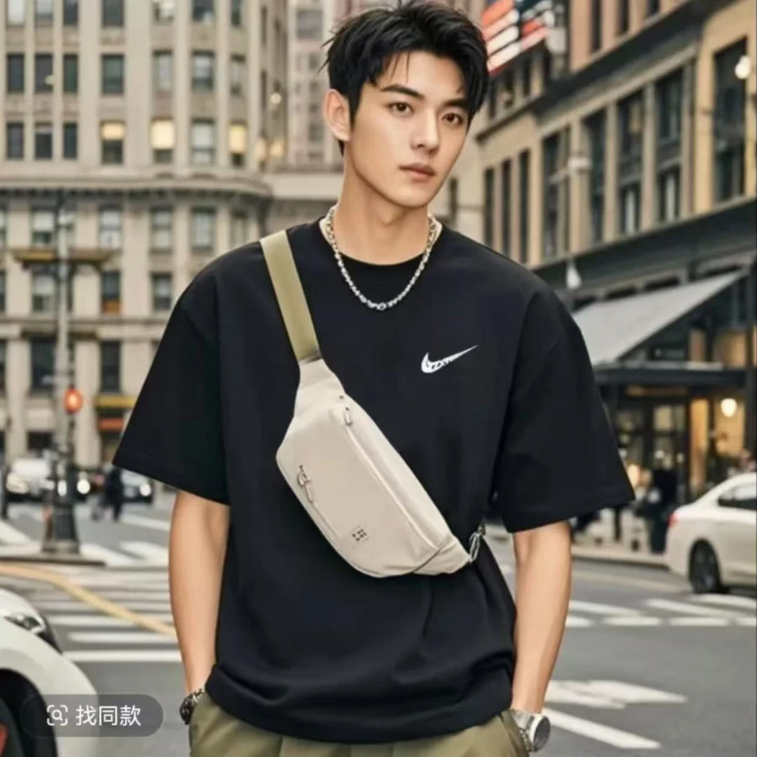 重磅纯棉夏季短袖男女休闲透气圆领印花T恤 小白标